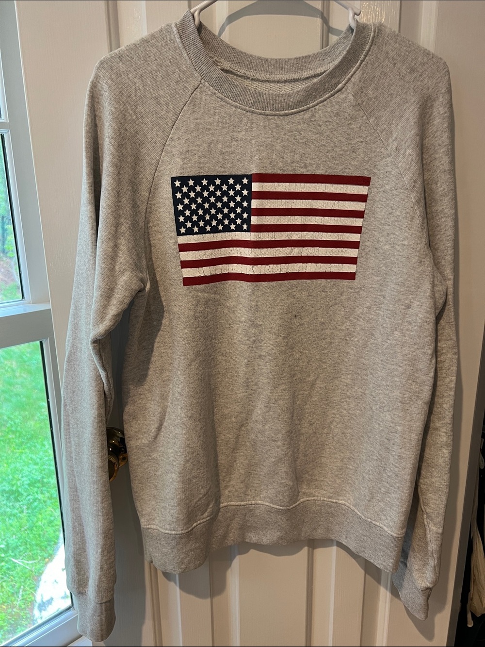 Brandy Melville Gray Crewneck Sweatshirt with American Flag
